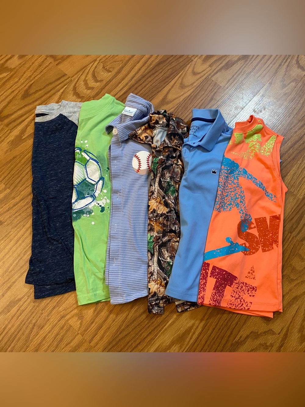 Boys T-shirts Bundle - Soccer, Baseball, Stripes, Camo, Orange